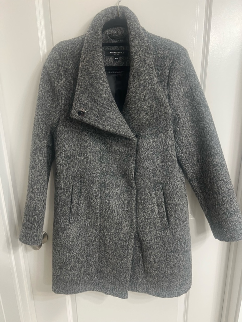 NEW Kenneth Cole Charcoal Gray Wool Blend Pea Coat Size M